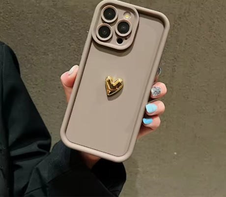 3D Gouden Hart Siliconen Zachte Telefoon Case